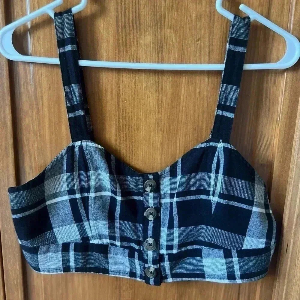 American Eagle Plaid Cropped Tank Top